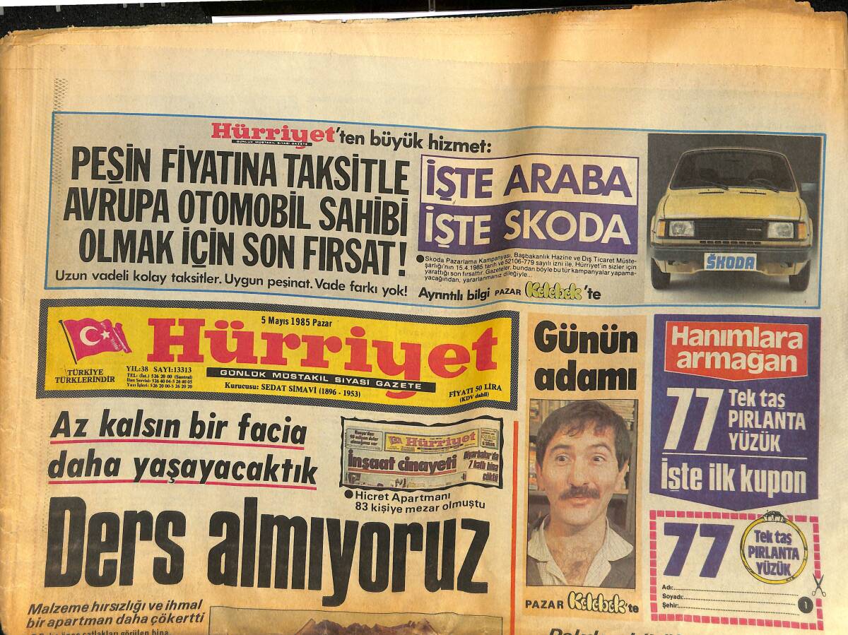 Hürriyet Gazetesi 5 Mayıs 1985 - Pakdemirli : '' Sıkıntı Çekmiyorum Ortadirek Değilim ki ! '' - DYP , Kongre İçin Stadyum İstedi GZ133183 - 1