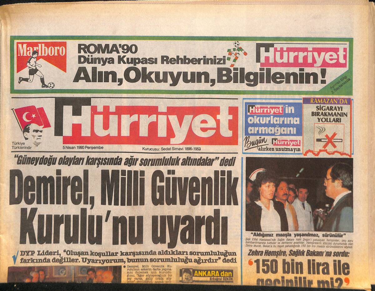 Hürriyet Gazetesi 5 Nisan 1990 - Baykal İle Fatma Girik Gövde Gösterisi Yaptı - Marcos'lara ABD Oyunu GZ132976 - 1