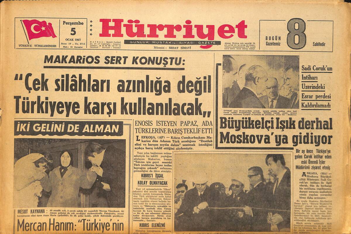Hürriyet Gazetesi 5 Ocak 1967 - Alibeyköy Muhtarı Mührü Çaldırınca Bütün İşler Durdu GZ157737 - 1
