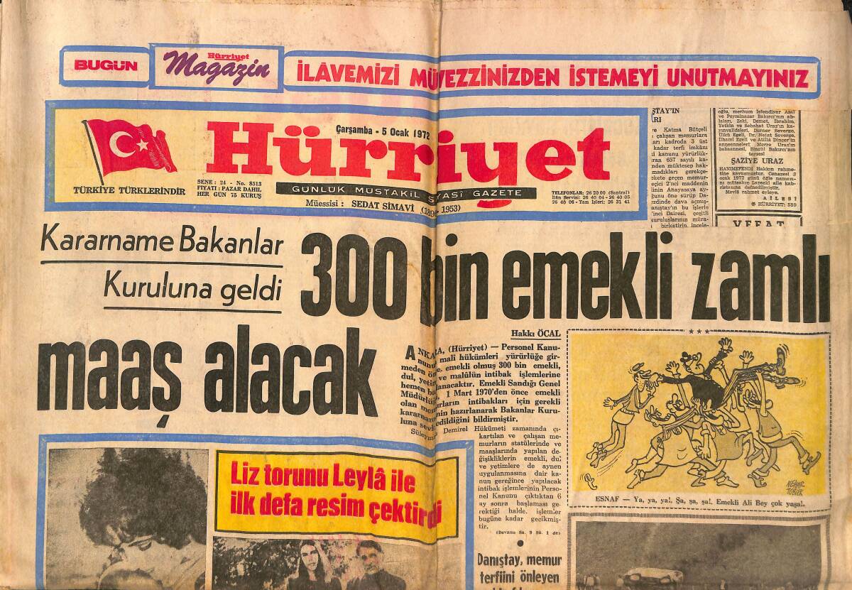 Hürriyet Gazetesi 5 Ocak 1972 - Jackie İle Onassis Havaalanında Kavga Ettiler GZ150505 - 1