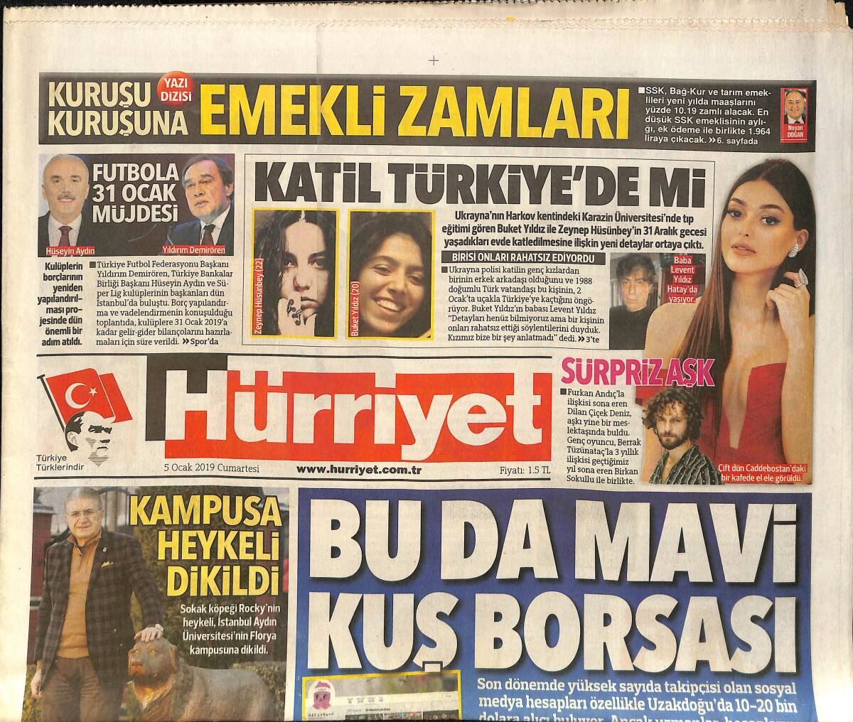 Hürriyet Gazetesi 5 Ocak 2019 - İstanbul'da Üçlü Zirve Yapılacak - James Harden Böyle İstedi GZ154235 - 1