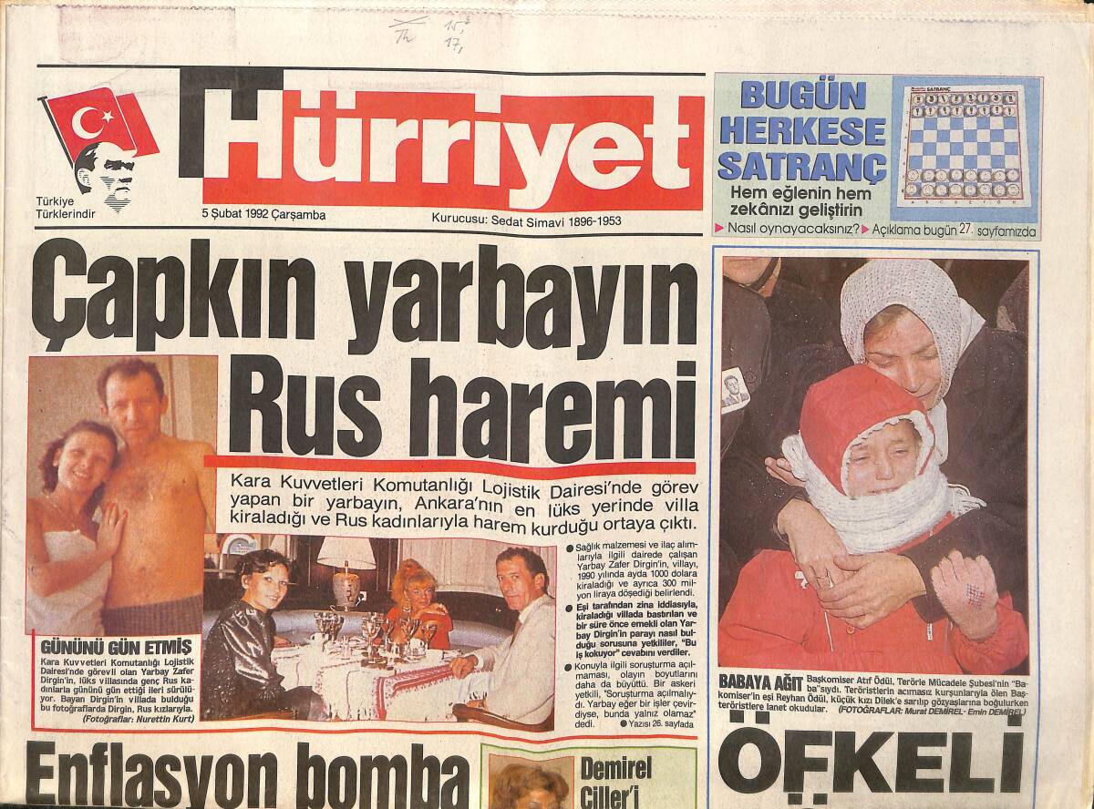 Hürriyet Gazetesi 5 Şubat 1992 - Ecevit : Özal'ın Ağzında Bakla Islanmıyor... - Demirel Çiller'i ABD'ye de Götürmüyor GZ157907 - 1