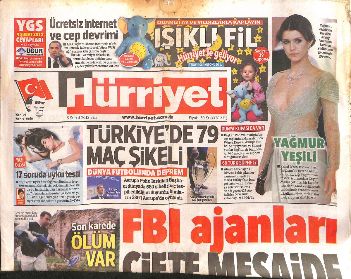Hürriyet Gazetesi 5 Şubat 2013 - Obama ABD'yi Süper Ağla Örecek - Drogba'nın Müjdesi Çin'den Geldi GZ160110 - 1