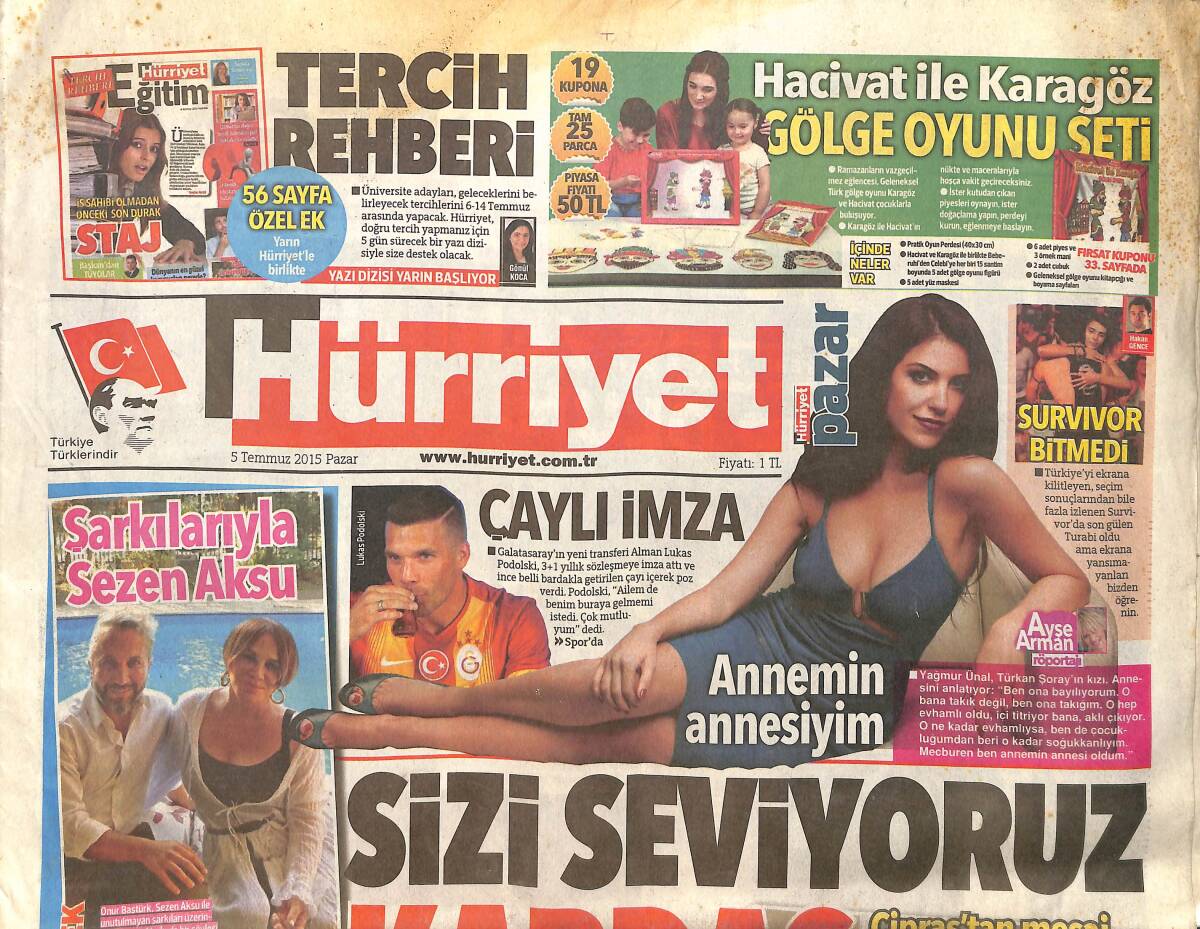 Hürriyet Gazetesi 5 Temmuz 2015 - Yunanistan'ın Kader Günü - Survivor Bitmedi GZ160131 - 1