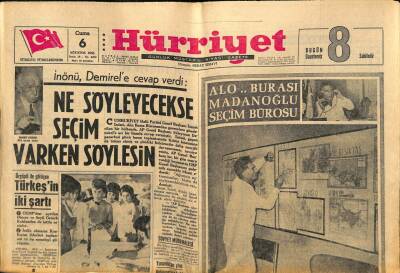 Hürriyet Gazetesi 6 Ağustos 1965 - Binlerce Gönüllü Madanoğlunun Kazanması İçin Seferber Oldu GZ91648 - 1