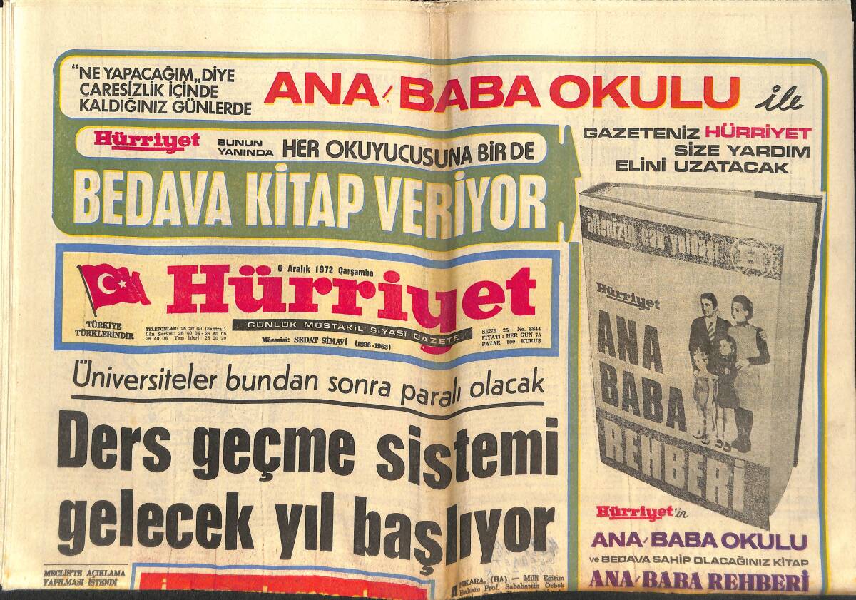 Hürriyet Gazetesi 6 Aralık 1972 - Apollo-17 Yarın Aya Fırlatılıyor - Zeki Müren, Gönül Yazar Afiş GZ146903 - 1