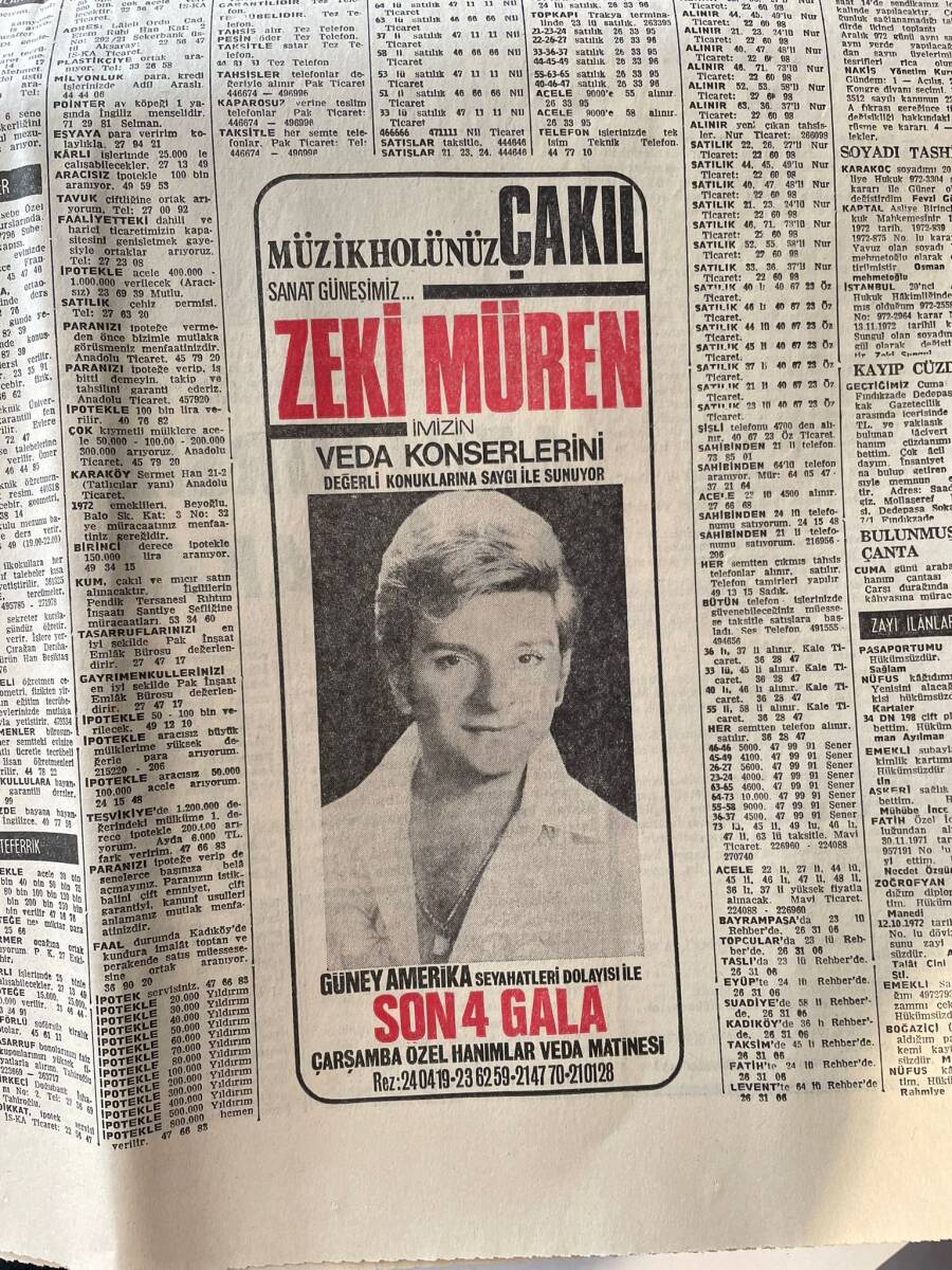 Hürriyet Gazetesi 6 Aralık 1972 - Apollo-17 Yarın Aya Fırlatılıyor - Zeki Müren, Gönül Yazar Afiş GZ146903 - 2