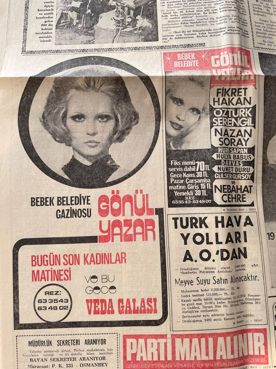 Hürriyet Gazetesi 6 Aralık 1972 - Apollo-17 Yarın Aya Fırlatılıyor - Zeki Müren, Gönül Yazar Afiş GZ146903 - 3