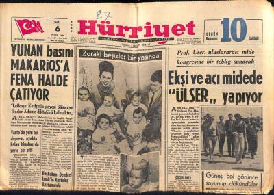 Hürriyet Gazetesi 6 Eylül 1966 - Yunan Basını Makariosa Fena Halde Çatıyor GZ119065 - 1