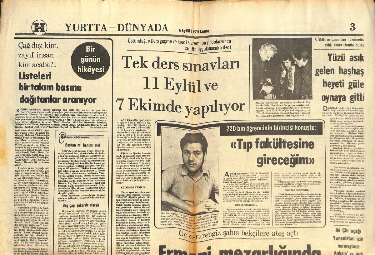 Hürriyet Gazetesi 6 Eylül 1974 - Le Soir: Karamanlis'in De Ecevit'in De İşi Zor Diyor GZ142239 - 1