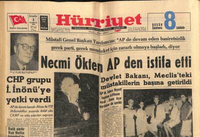 Hürriyet Gazetesi 6 Haziran 1962 - Necmi Ökten APden İstifa Etti GZ117491 - 1