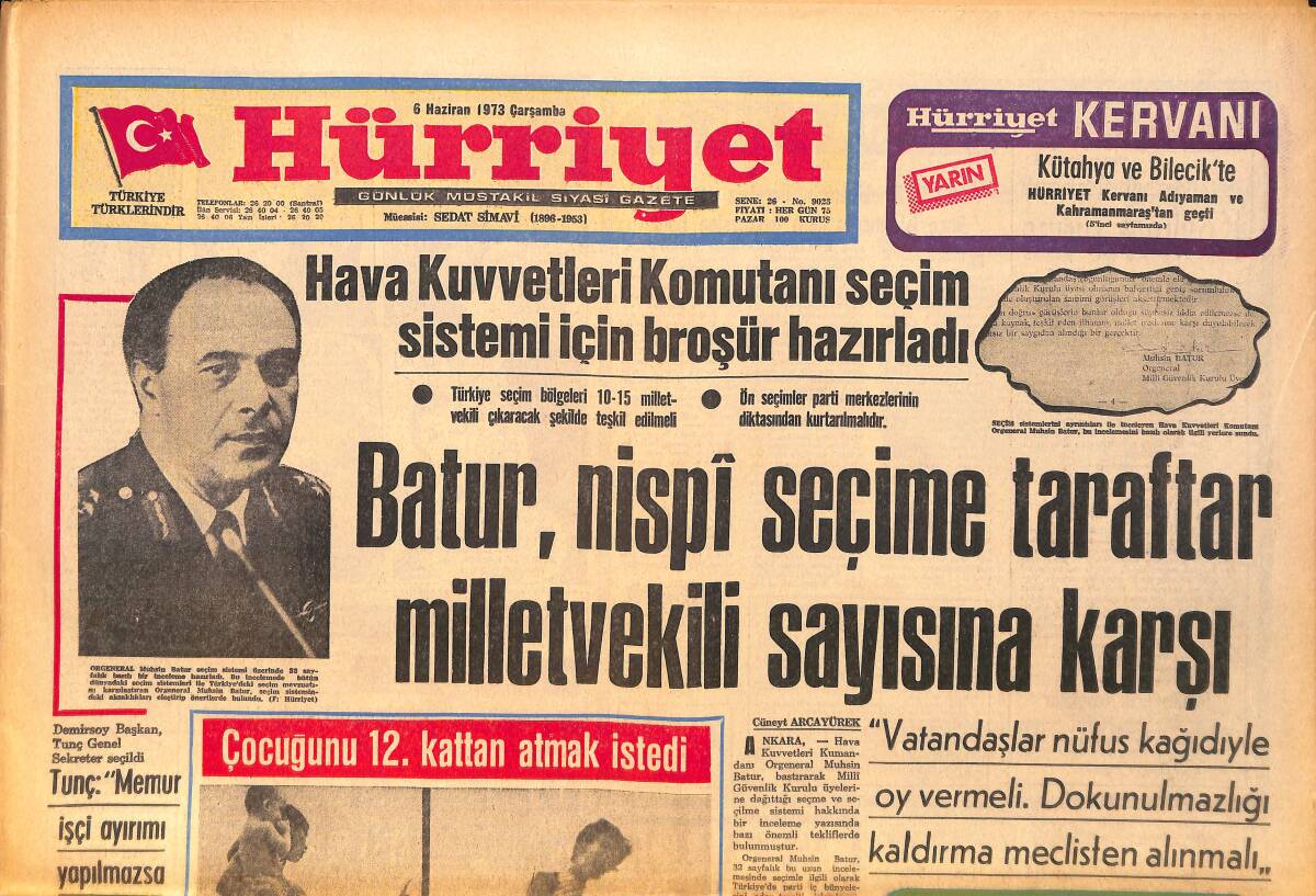 Hürriyet Gazetesi 6 Haziran 1973 - Numan Esin Tutuklandı - Mahkumlardan, Korutürk'e Af Dilekçesi GZ158127 - 1
