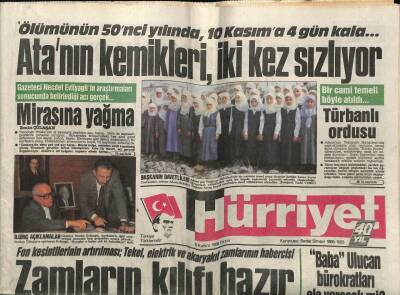 Hürriyet Gazetesi 6 Kasım 1988 - Atanın Kemikleri İki Kez Sızlıyor GZ61708 - 1