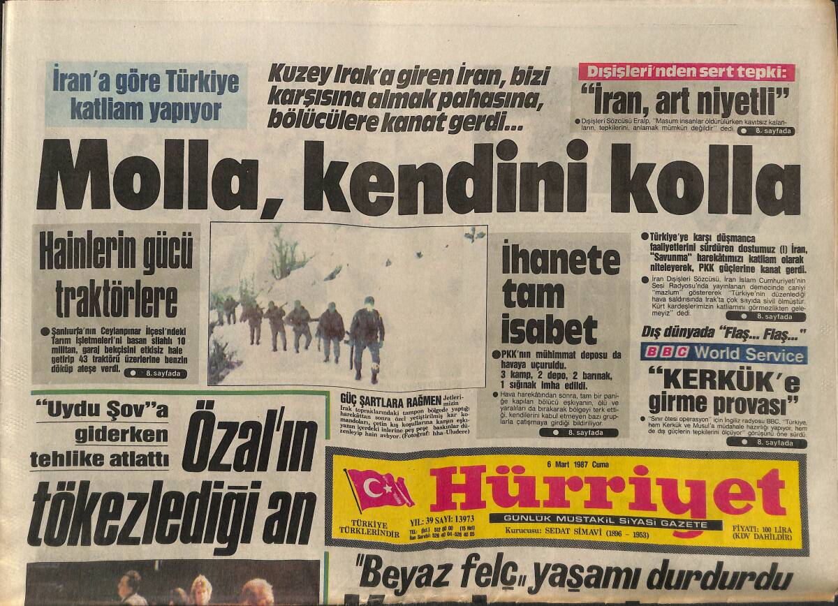 Hürriyet Gazetesi 6 Mart 1987 - Özal'ın Tökezlediği An - Ağca'ya Af Çıkacak GZ150464 - 1