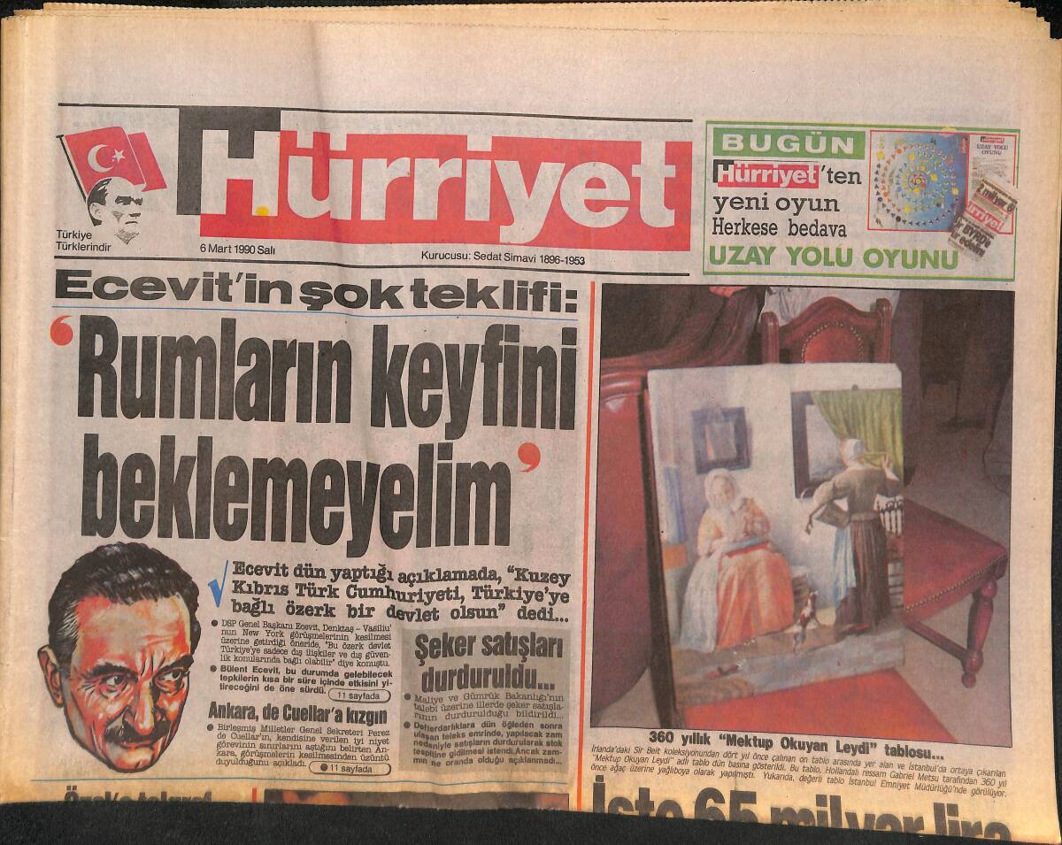 Hürriyet Gazetesi 6 Mart 1990 - Erol Simavi İletişim Ve Eğitim Merkezi Açıldı - Ecevit'in Şok Teklifi GZ134209 - 1