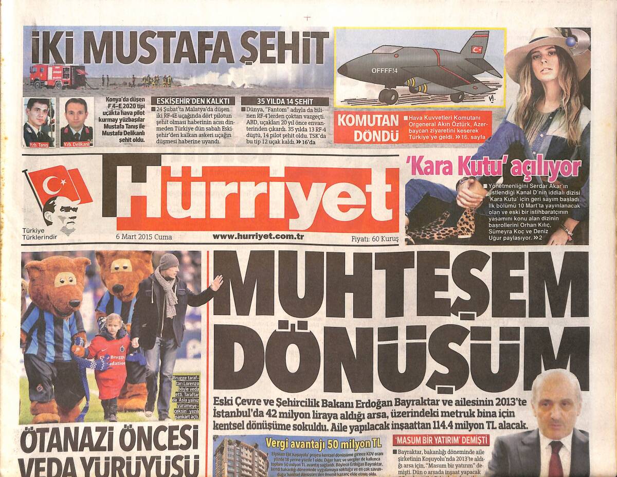 Hürriyet Gazetesi 6 Mart 2015 - Fatih Terim'e İmparatorluk Teklifi - Hakan Peker Koruma İstedi GZ155241 - 1