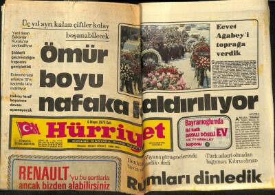 Hürriyet Gazetesi 6 Mayıs 1975 - Ömür Boyu Nafaka Kaldırılıyor, Selma Günerinin 9 Yıl Sonra Bir Çocuğu Oldu GZ97468 - 1