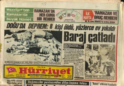Hürriyet Gazetesi 6 Mayıs 1986 - Doğuda Deprem 8 Kişi Öldü , Yüzlerce Ev Yıkıldı GZ91736 - 1