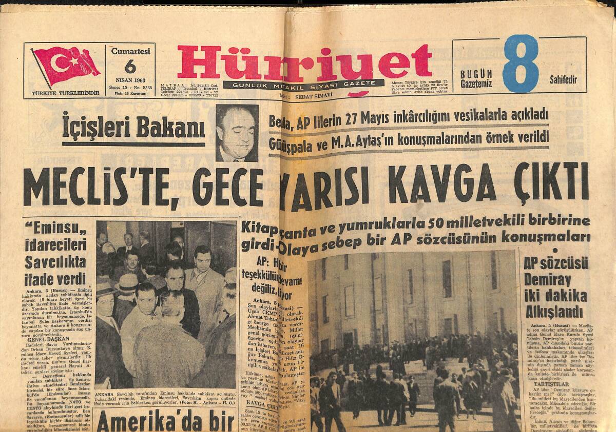 Hürriyet Gazetesi 6 Nisan 1963 - Dario Moreno Yaş Gününü Ankara'da Kutladı - Pele Takımını Yine Şampiyon Yaptı GZ146957 - 1