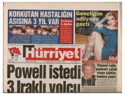 Hürriyet Gazetesi 6 Nisan 2003 - Powell İstedi 3 Iraklı Yolcu - O Şimdi Asker Filmi 3.5 Trilyonu Aştı GZ48006 - 1