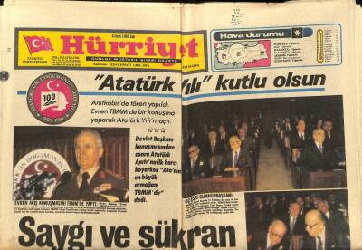 Hürriyet Gazetesi 6 Ocak 1981 - Atatürk Yılı Kutlu Olsun GZ82149 - 1