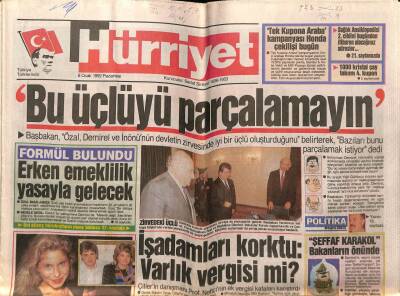 Hürriyet Gazetesi 6 Ocak 1992 - Doğum Günü Hediyesi GZ55356 - 1
