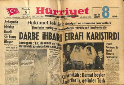 Hürriyet Gazetesi 6 Şubat 1963 - Darbe İhbarı Etrafı Karıştırdı GZ97524 - 1