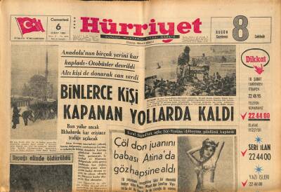 Hürriyet Gazetesi 6 Şubat 1965 - Ayhan Işıka 60 Bin Veren Kalmadı Göksel Arsoyun Durumu Endişeli GZ117422 - 1