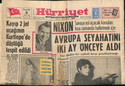 Hürriyet Gazetesi 6 Şubat 1969 - Nixon Savaşa Yol Açacak Konuları Kısa Zamanda Halletmek İçin Avrupa Seyahatini İki Ay Önceye Aldı GZ119205 - 1