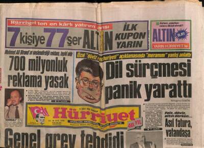 Hürriyet Gazetesi 6 Şubat 1988 - Turgut Özalın Dil Sürçmesi Panik Yarattı GZ64399 - 2