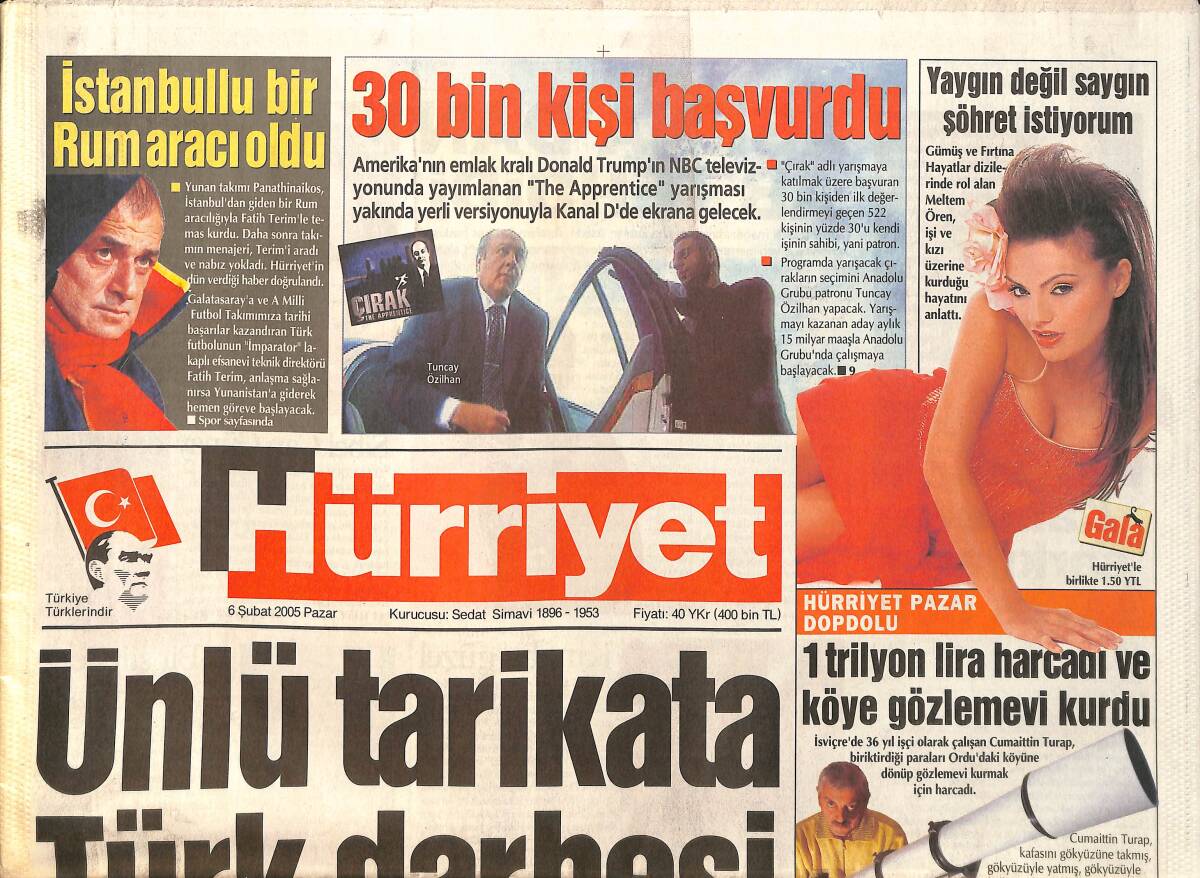 Hürriyet Gazetesi 6 Şubat 2005 - Angelina Jolie, Uçuş Öğretmenine İmzalı Sütyen Hediye Etti - Asena'dan AB Tehdidi GZ2538 - 1