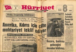 Hürriyet Gazetesi 6 Temmuz 1964 - Amerika , Kıbrıs İçin Çifte Muhtariyet Teklif Ediyor GZ67461 - 2