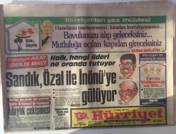 Hürriyet Gazetesi 6 Temmuz 1986 - Sandık , Özal İle İnönüye Gülüyor GZ16746 - 1