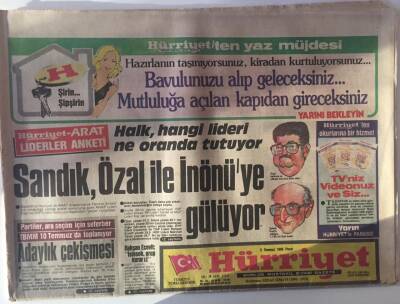 Hürriyet Gazetesi 6 Temmuz 1986 - Sandık , Özal İle İnönüye Gülüyor GZ16746 - 1