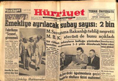 Hürriyet Gazetesi 7 Ağustos 1960 - Emekliye Ayrılacak Subay Sayısı 2 Bin GZ72646 - 2