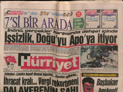 Hürriyet Gazetesi 7 Ağustos 1989 - İnönü , Gerçekler Karşısında Dehşet İçinde GZ80811 - 1