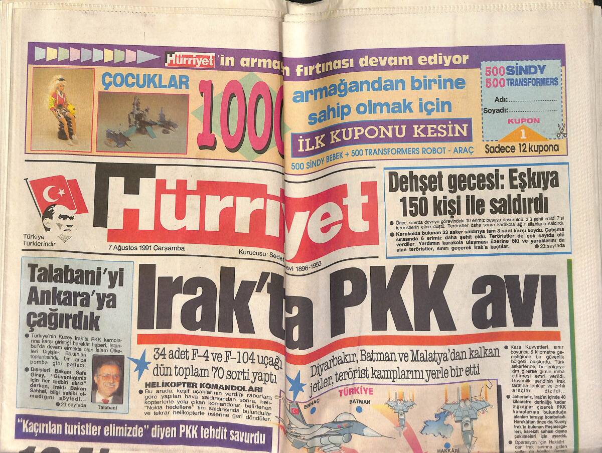 Hürriyet Gazetesi 7 Ağustos 1991 - Eski Aşk Aynı Çatı Altında: Türkan Şoray Ve Rüçhan Adlı - Cindy: Budist Oluyor GZ153333 - 1