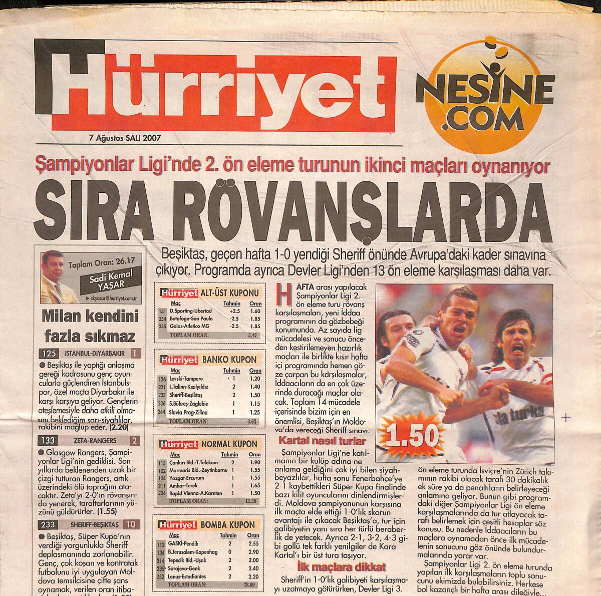 Hürriyet Gazetesi 7 Ağustos 2007 - Sıra Rövanşlarda - ABD Ligi'nde Dallas Maç Eksiğiyle Üçüncü GZ135708 - 1