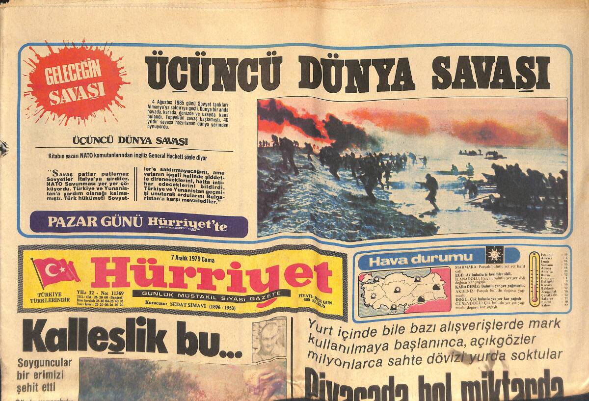 Hürriyet Gazetesi 7 Aralık 1979 - Azeriler Tebriz'i Ele Geçirdi - 50 Milyonluk Beşiktaş'ı Lüleburgaz Parçaladı GZ133381 - 1