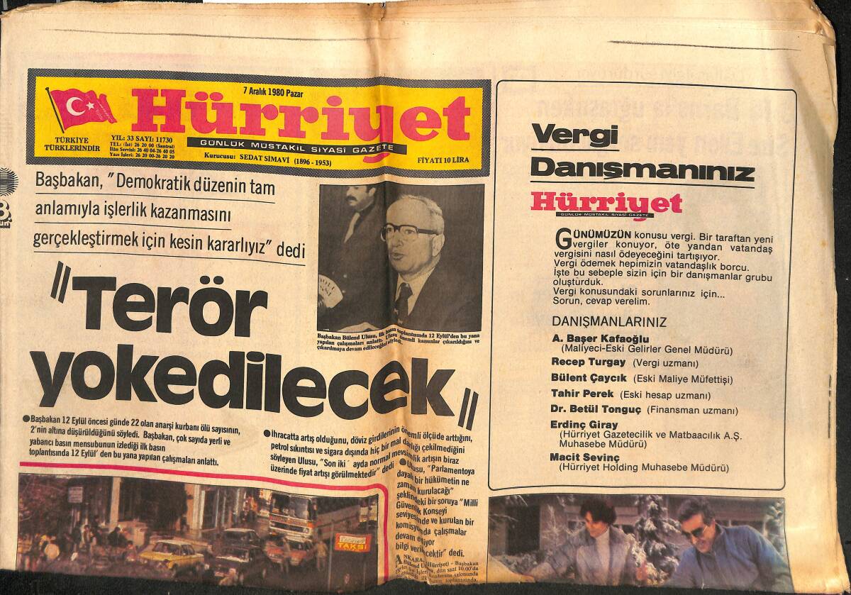 Hürriyet Gazetesi 7 Aralık 1980 - Portekiz Devlet Başkanı Başbakanın Tabutu Başında Ağladı - Terör Yok Edilecek GZ134554 - 1
