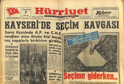 Hürriyet Gazetesi 7 Ekim 1961 - Kayseride Seçim Kavgası GZ77688 - 1