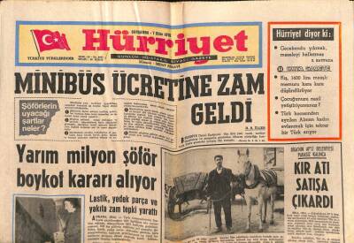 Hürriyet Gazetesi 7 Ekim 1970 - 1 Milyon Liralık Otomobil Müşteri Bekliyor GZ65282 - 2