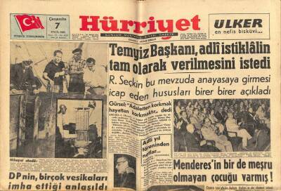 Hürriyet Gazetesi 7 Eylül 1960 - Menderesin Bir de Meşru Olmayan Çocuğu Varmış ! GZ81951 - 1