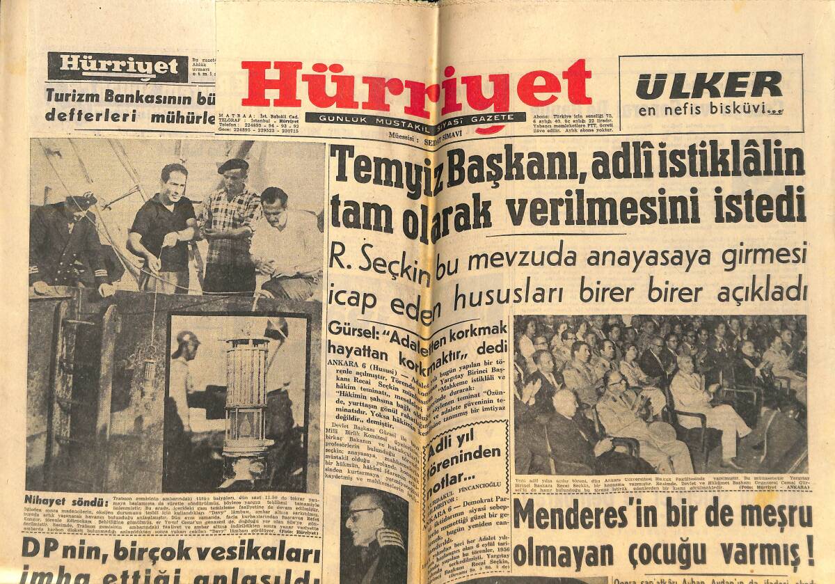 Hürriyet Gazetesi 7 Eylül 1960 - Menderes'in Bir De Meşru Olmayan Çocuğu Varmış! - Üç Adımda Yıldıray Pağda 800 M. De Gül Çiray Elendi GZ141914 - 1