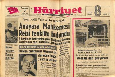 Hürriyet Gazetesi 7 Eylül 1963 - Anayasa Mahkemesi Reisi Tenkitte Bulundu GZ72085 - 2