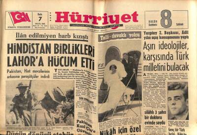 Hürriyet Gazetesi 7 Eylül 1965 - Hindistan Birlikleri Lahora Hücum Etti GZ77758 - 1