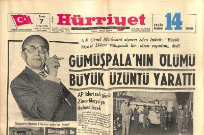Hürriyet Gazetesi 7 Haziran 1964 - Gümüşpalanın Ölümü Büyük Üzüntü Yarattı GZ105641 - 1