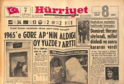 Hürriyet Gazetesi 7 Haziran 1966 - Ayfer Feray Londra'ya Tedaviye Gitti - Başbakan Seçimler Hakkında Konuştu GZ160801 - Gökçekoleksiyon