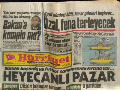 Hürriyet Gazetesi 7 Haziran 1987 - Özal , Fena Terleyecek GZ60840 - 2