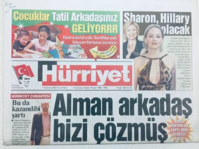 Hürriyet Gazetesi - 7 Haziran 2003 - Alman Arkadaş Bizi Çözmüş GZ46392 - 1